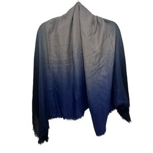 Giorgio Armani Runway Blue Ombré 100% Cashmere Scarf, 52 x 52
